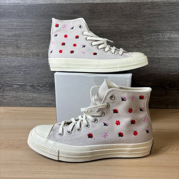 Converse Chuck 70 Hi Summer Energy Sneakers Womens 9 Floral Embroidered NWOT - Picture 1 of 10